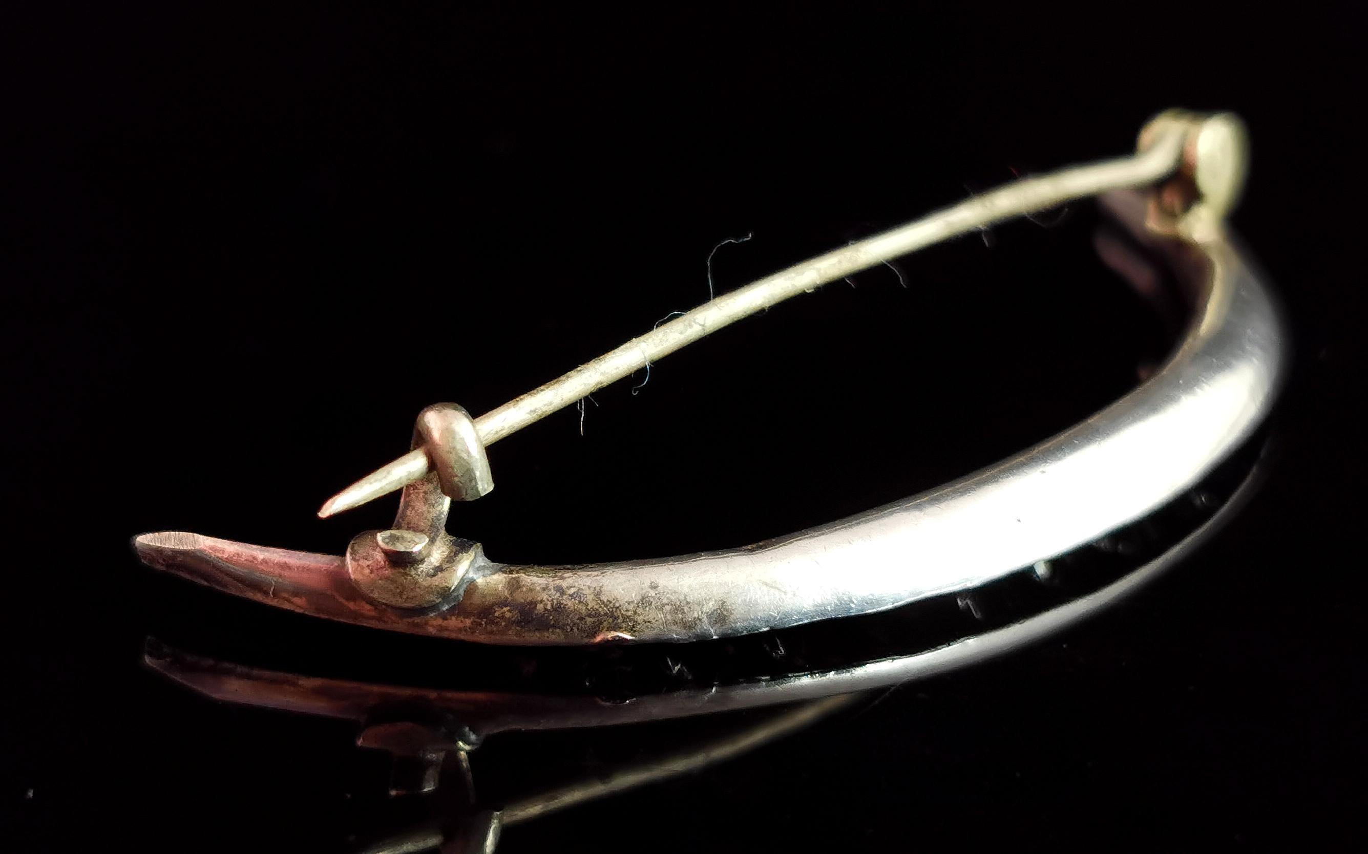 Antique Paste Crescent Brooch, Sterling Silver, Edwardian 5