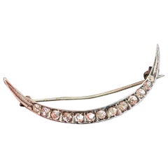 Antique Paste Crescent Brooch, Sterling Silver, Edwardian