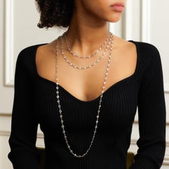 Antique Paste Cut Glass and Silver Long Chain