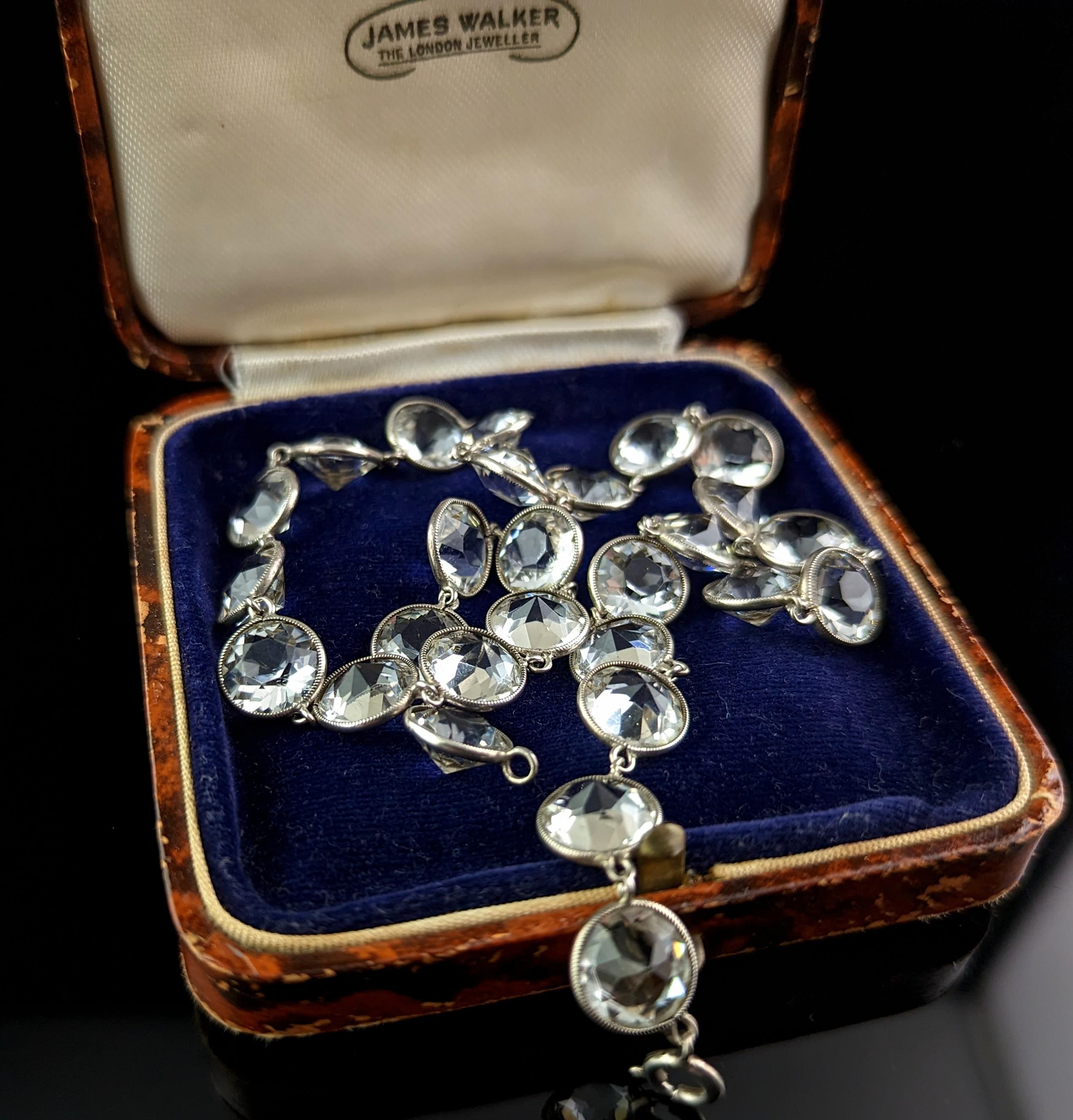 Antique Paste Riviere Necklace, Sterling Silver, Edwardian  11