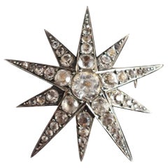 Antique Paste Star Brooch, Sterling Silver, Victorian