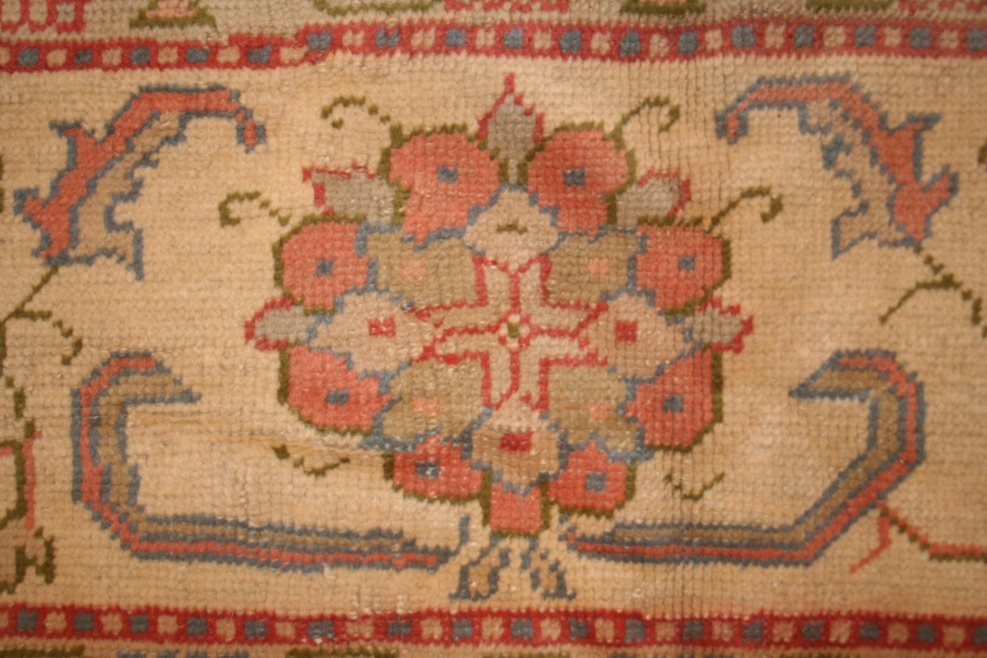 Hand-Knotted Antique Pastel Coloured Turkish Oushak Rug For Sale