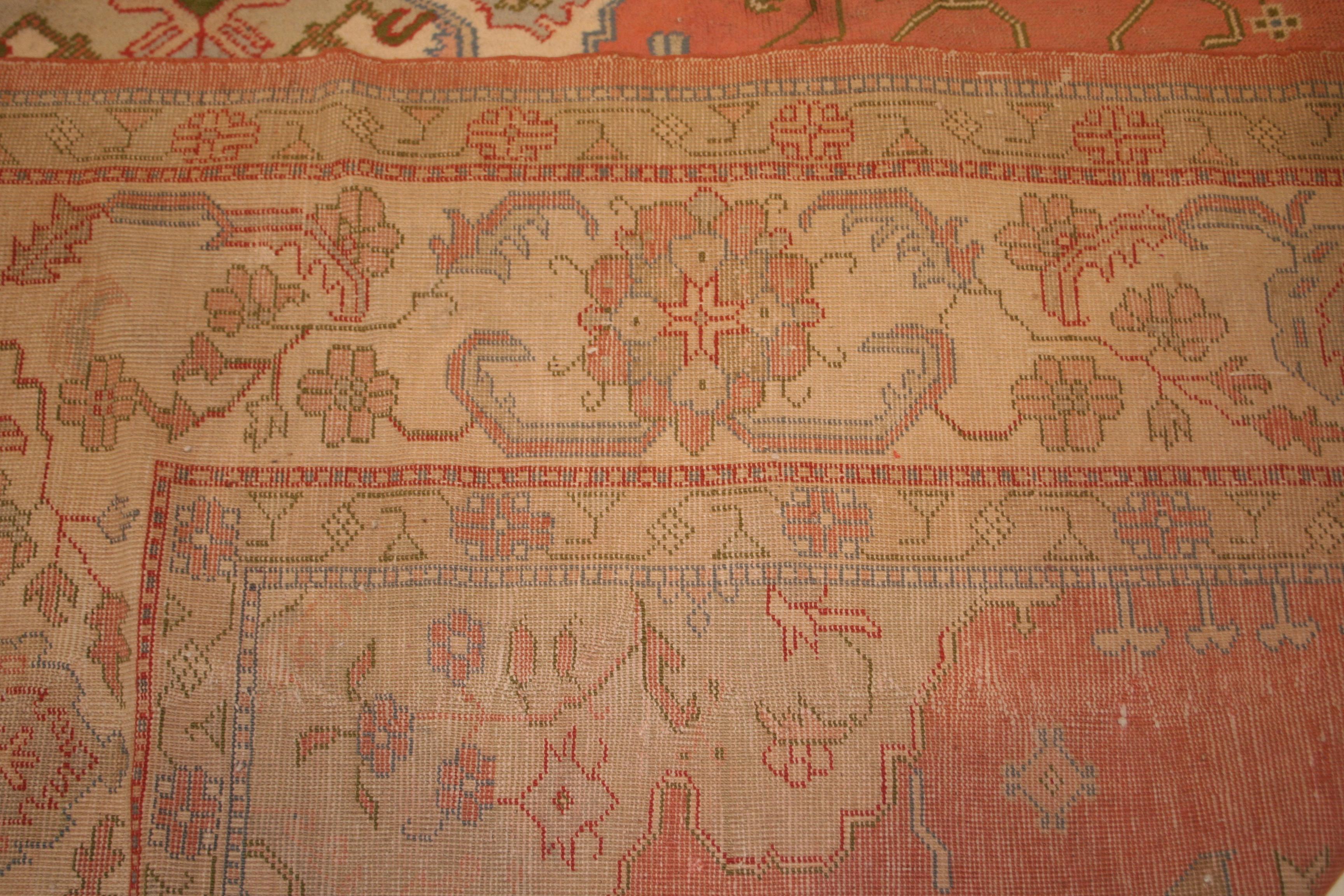 Antique Pastel Coloured Turkish Oushak Rug For Sale 1