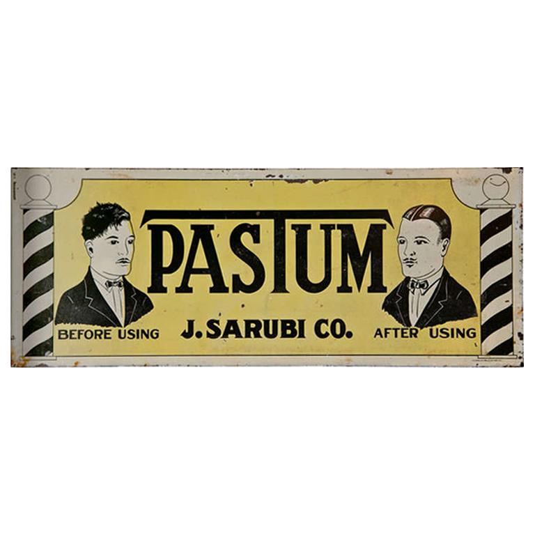 Antique "Pastum" before and after Two-Sided Sign For Sale