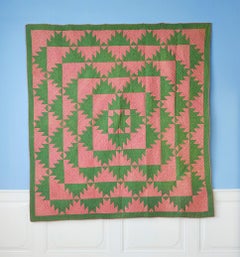Antique Patchwork "Center Star Delectable Mountains" Quilt, USA, 1850s
