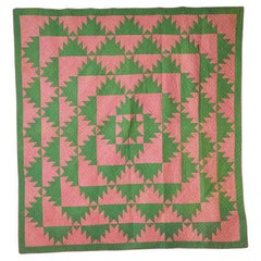 Vintage Patchwork "Center Star Delectable Mountains" Quilt, USA, 1850s