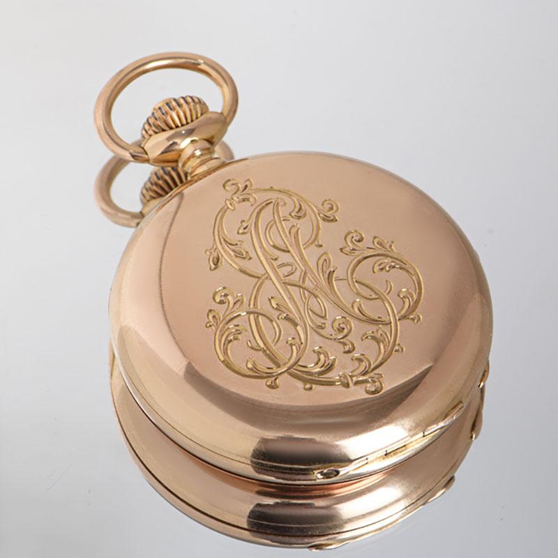 Antique Patek Philippe. A Rose Gold Keyless Lever Full Hunter Pocket Watch C1891 4
