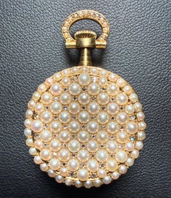 Antique Patek Philippe Pearl And Diamond Ladies Pendant Watch In 18K Gold