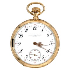 Antique Patek Philippe Pocket Watch with Arabic Numerals in 18k Gold