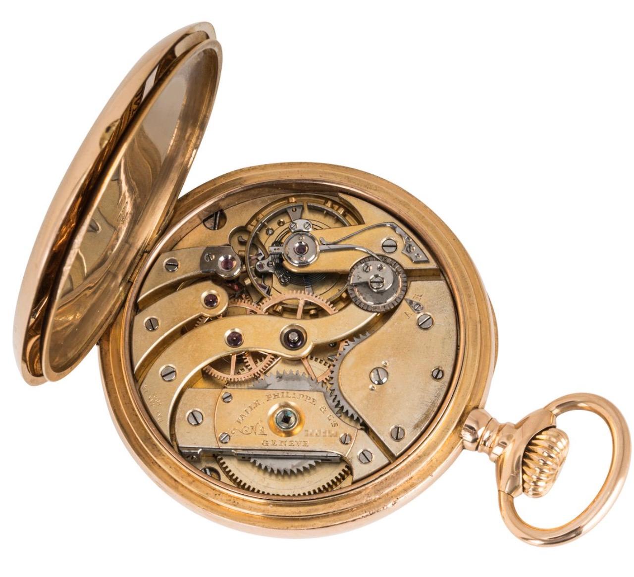 Antique Patek Philippe Rose Gold Gondolo Keyless Lever Open Face Pocket Watch In Excellent Condition In London, GB