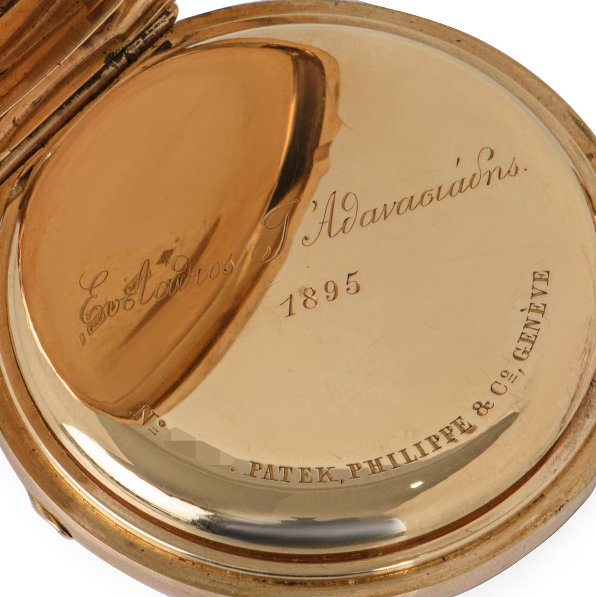 Antique Patek Philippe Rose Gold Keyless Lever Full Hunter Pocket Watch C1891 In Good Condition For Sale In London, GB