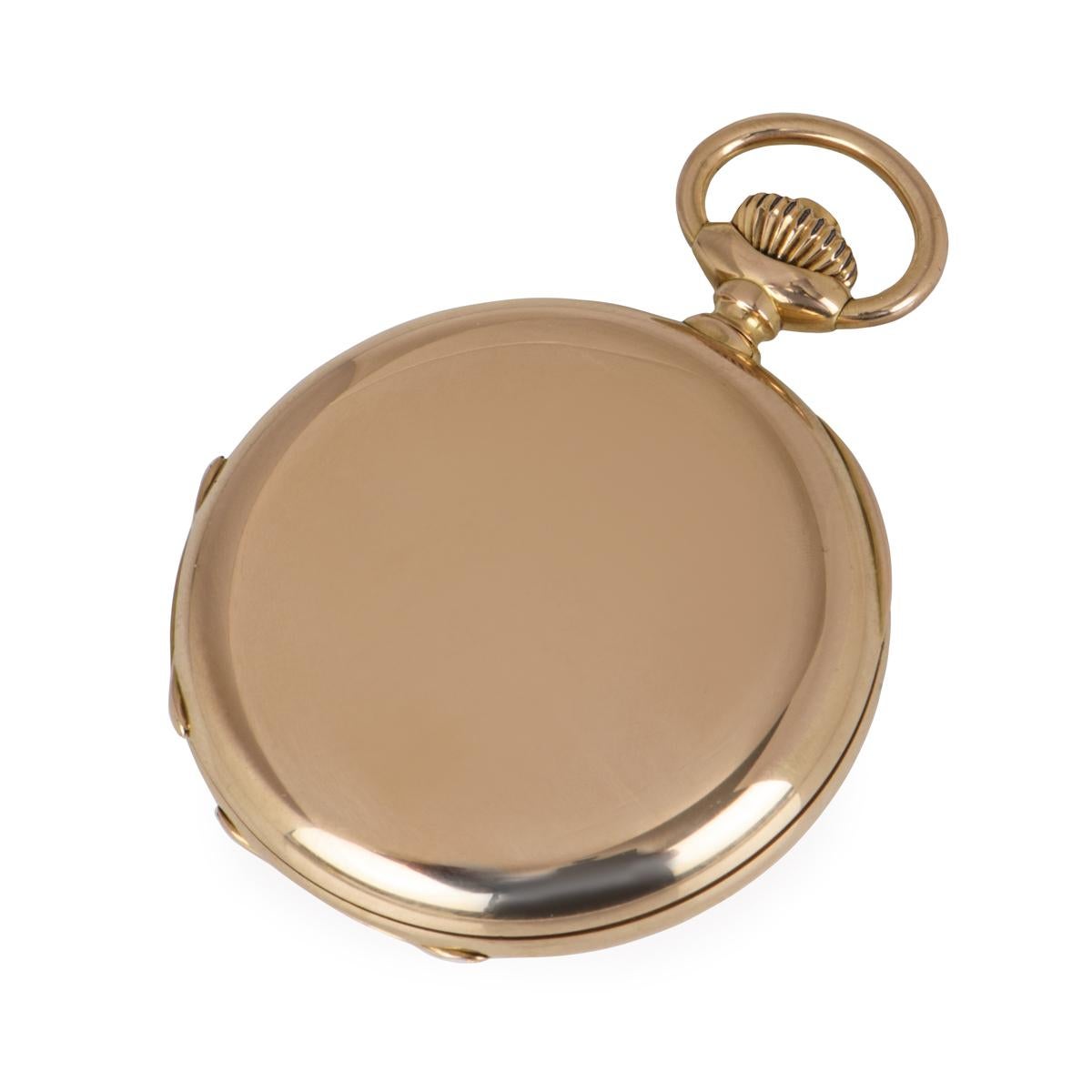 Antique Patek Philippe Rose Gold Keyless Lever Full Hunter Pocket Watch C1891 For Sale 2