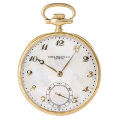 Antique Patek Philippe Yellow Gold Mother of Pearl Dial Keyless Lever Openface