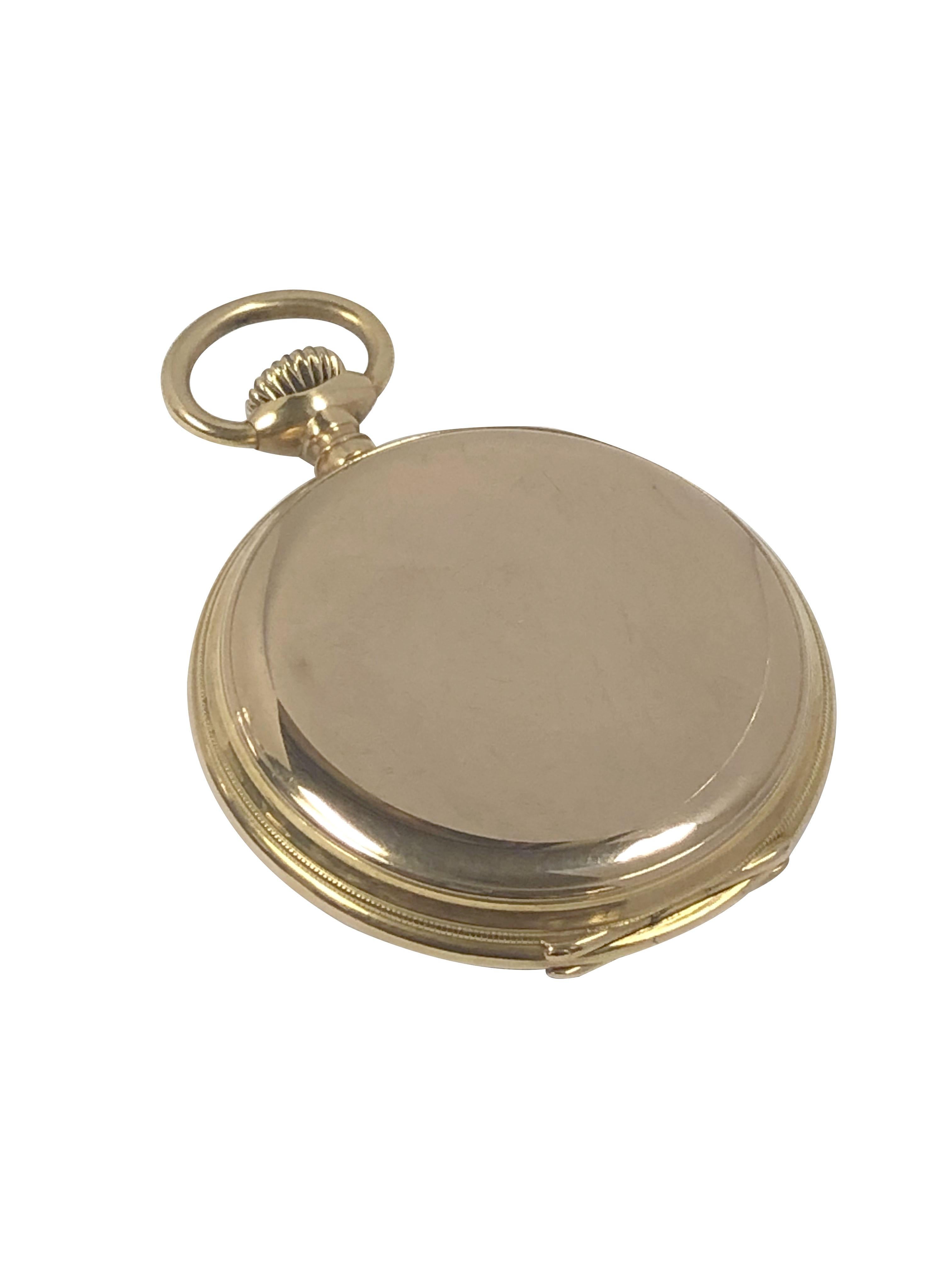 Antique Patek Philippe Yellow Gold Porcelain Dial Pocket Watch 2