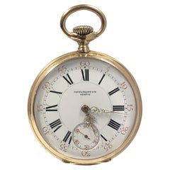 Antique Patek Philippe Yellow Gold Porcelain Dial Pocket Watch