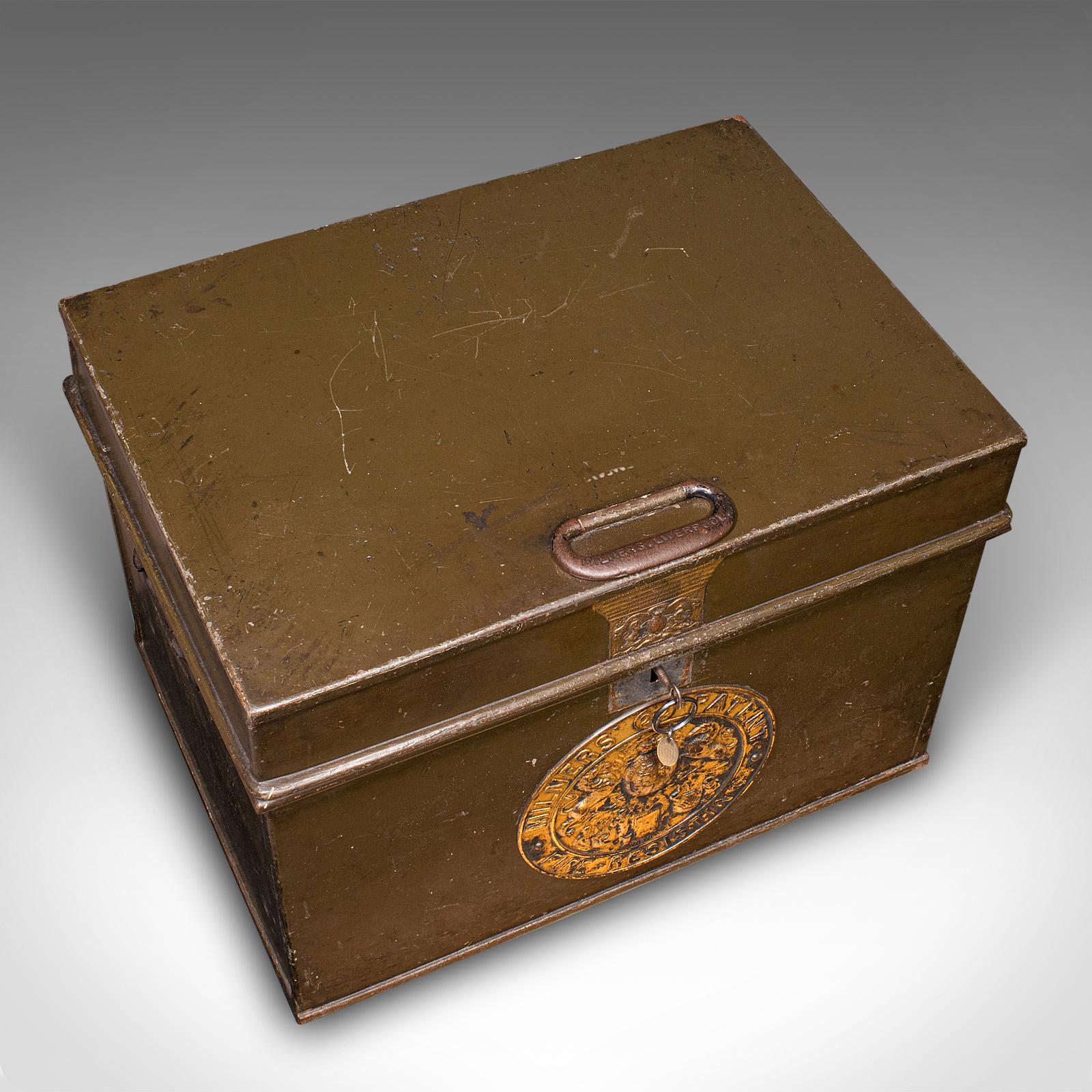 Antique Patent Safe, English Cast Iron Lock Box, Milners of Liverpool, Victorian For Sale 2