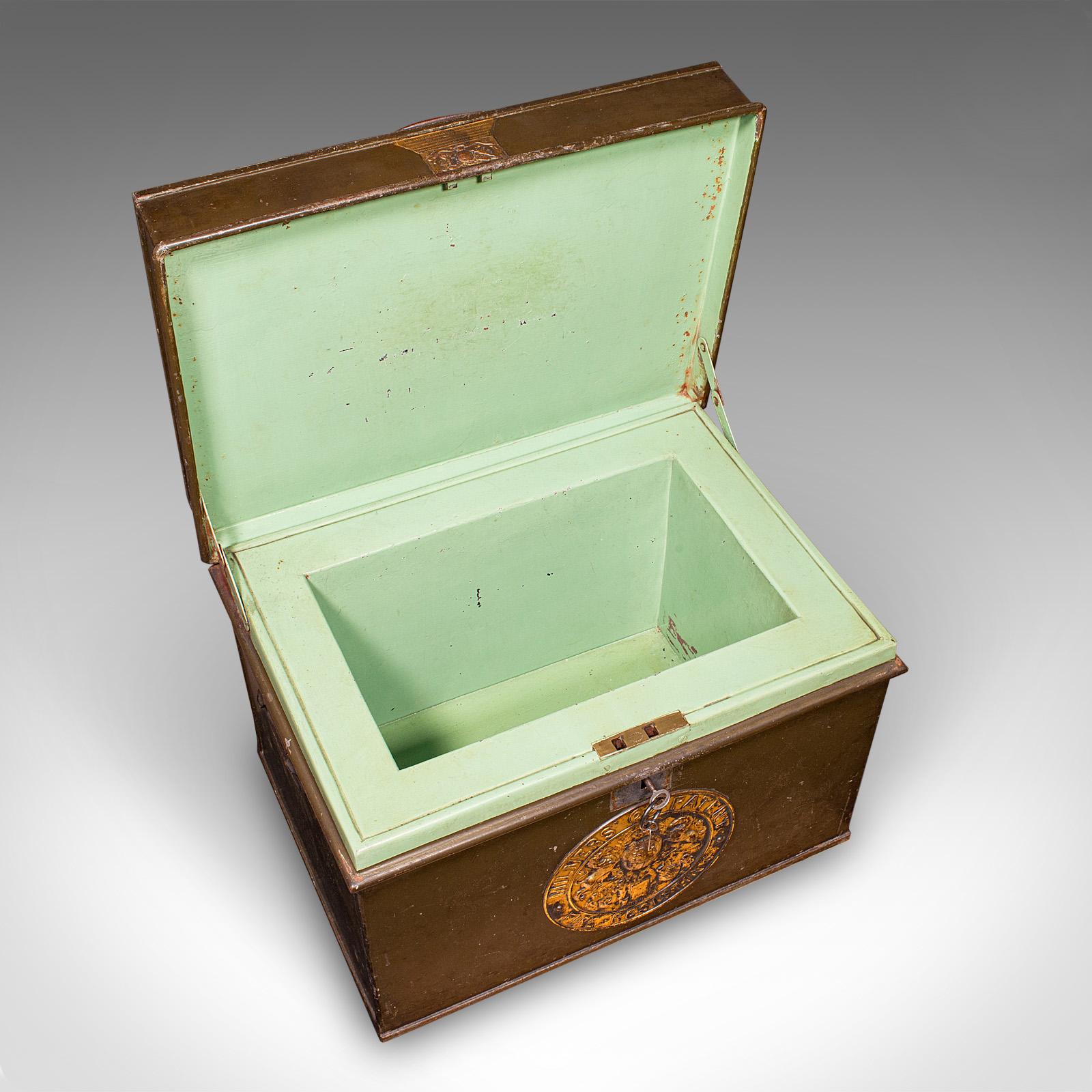 Antique Patent Safe, English Cast Iron Lock Box, Milners of Liverpool, Victorian For Sale 3