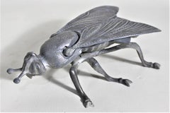 Antique Brass Patinated Cast Metal Figural Wasp or Hornet Insect Ashtray