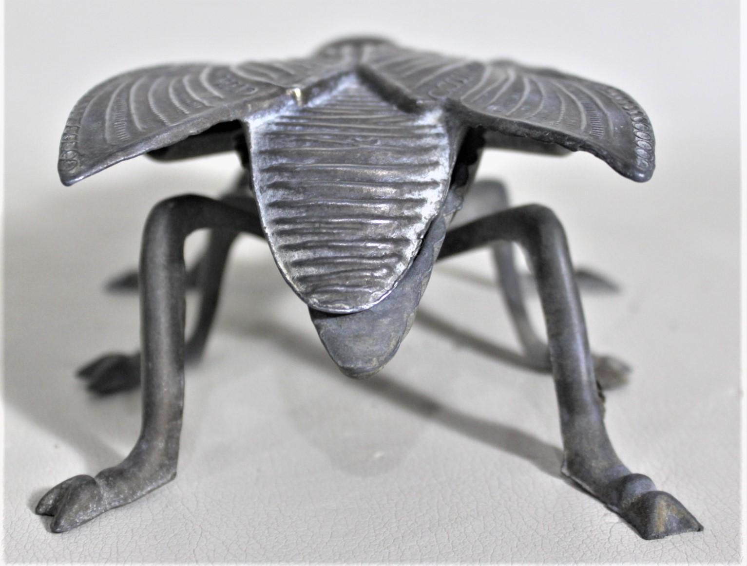 Art Deco Antique Brass Patinated Cast Metal Figural Wasp or Hornet Insect Ashtray