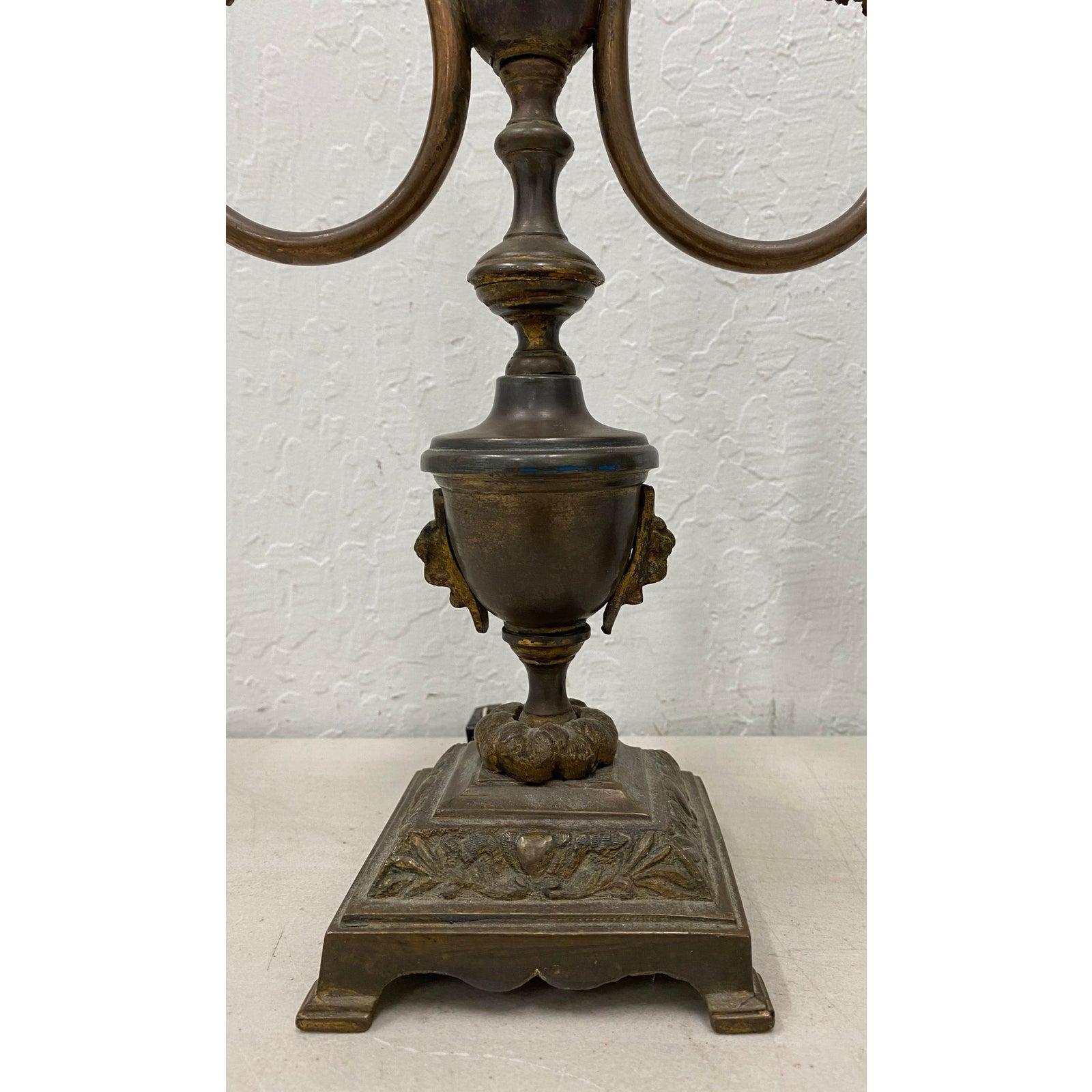 Antique Patinated Brass Classical Urn Candelabras Converted to Table Lamps In Good Condition In San Francisco, CA