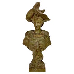 Antique Patinated Bronze Bust by Pedro Ramón José Rigual, Circa 1900