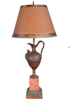 Antike patinierte Bronze verdienen Form Marmor Lampe mit benutzerdefinierten Schatten