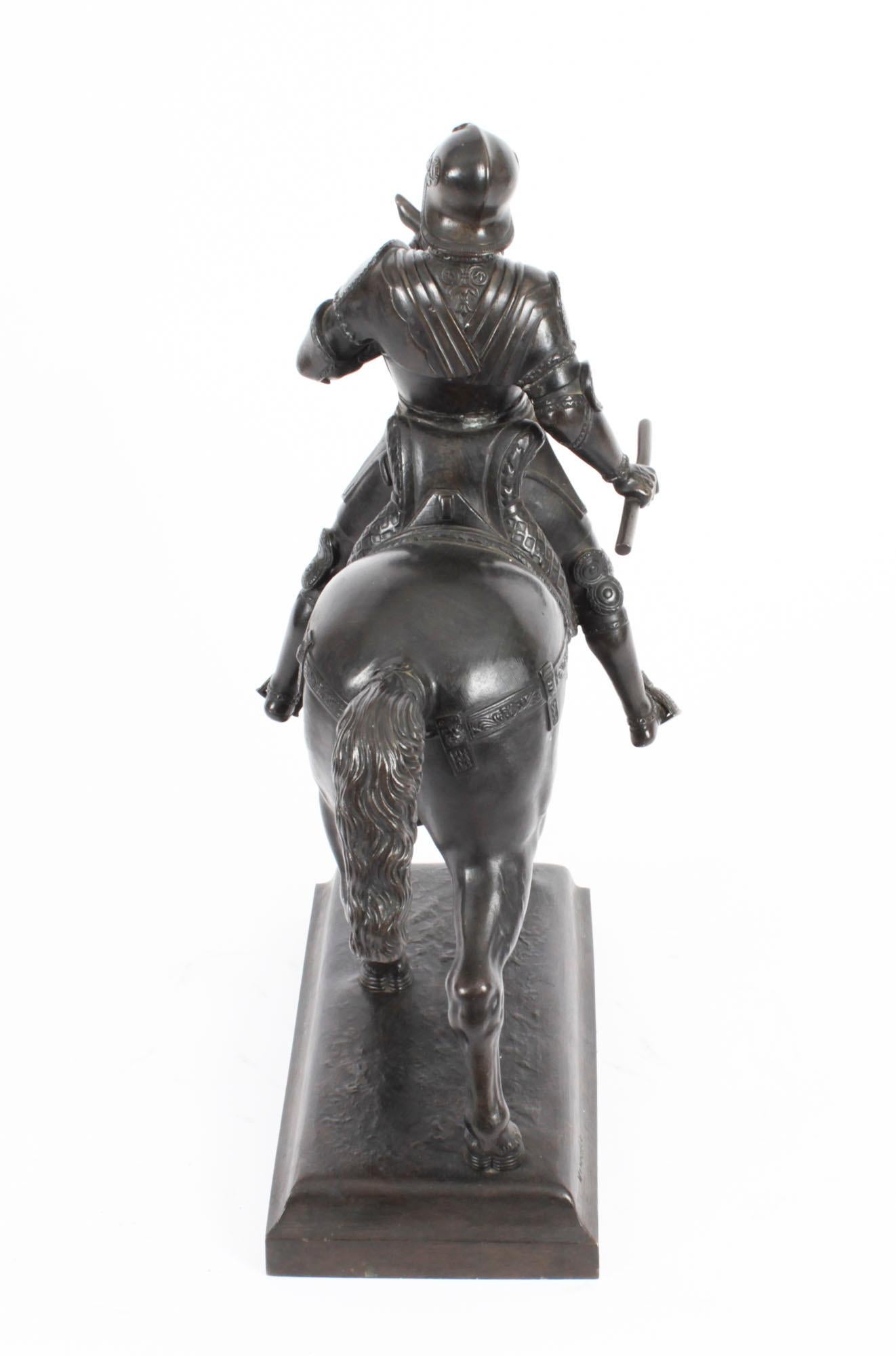 Antike patinierte Bronze-Reiterstatue von Bartolomeo Colleoni, 1860, 19. Jahrhundert 8