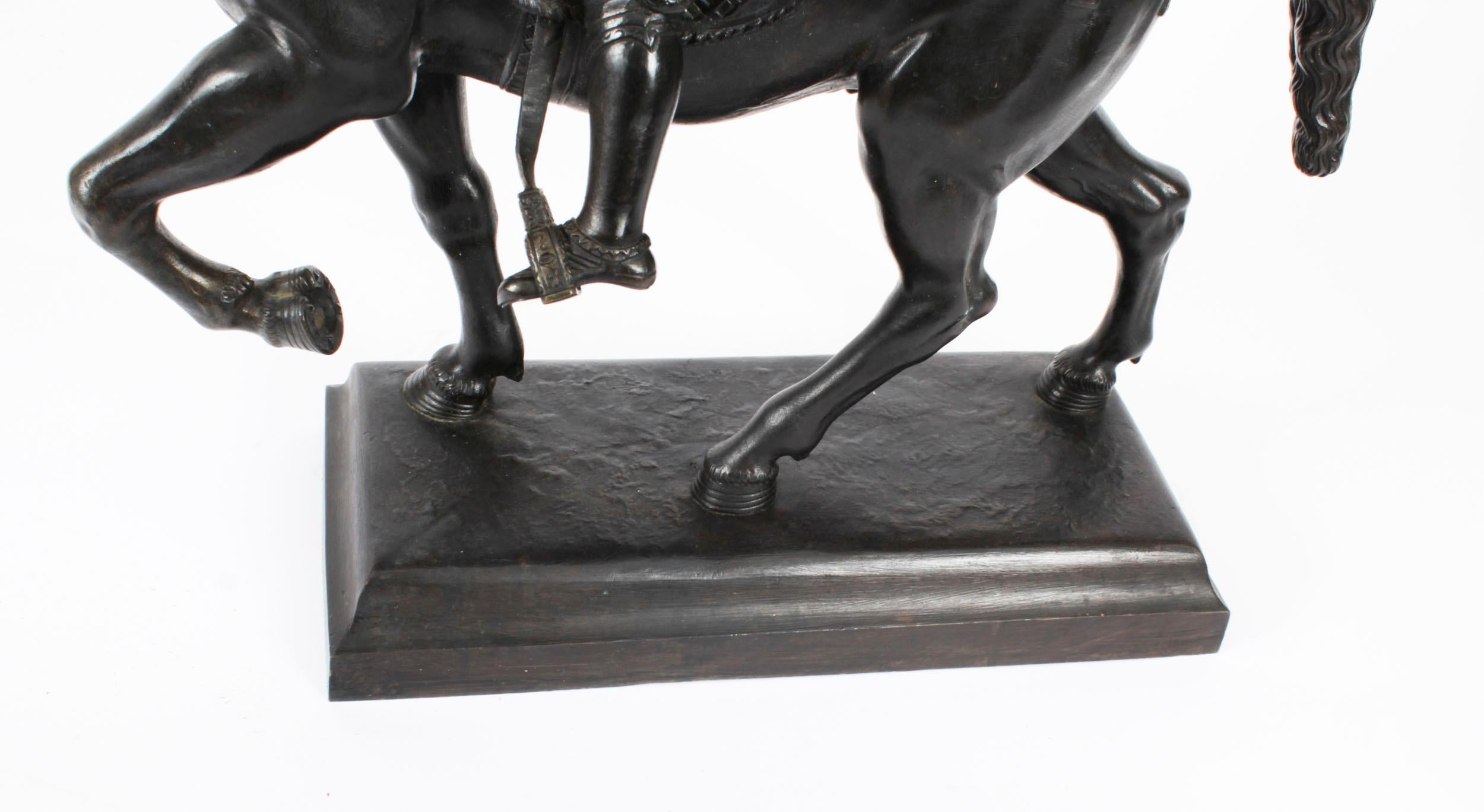 Antike patinierte Bronze-Reiterstatue von Bartolomeo Colleoni, 1860, 19. Jahrhundert 10