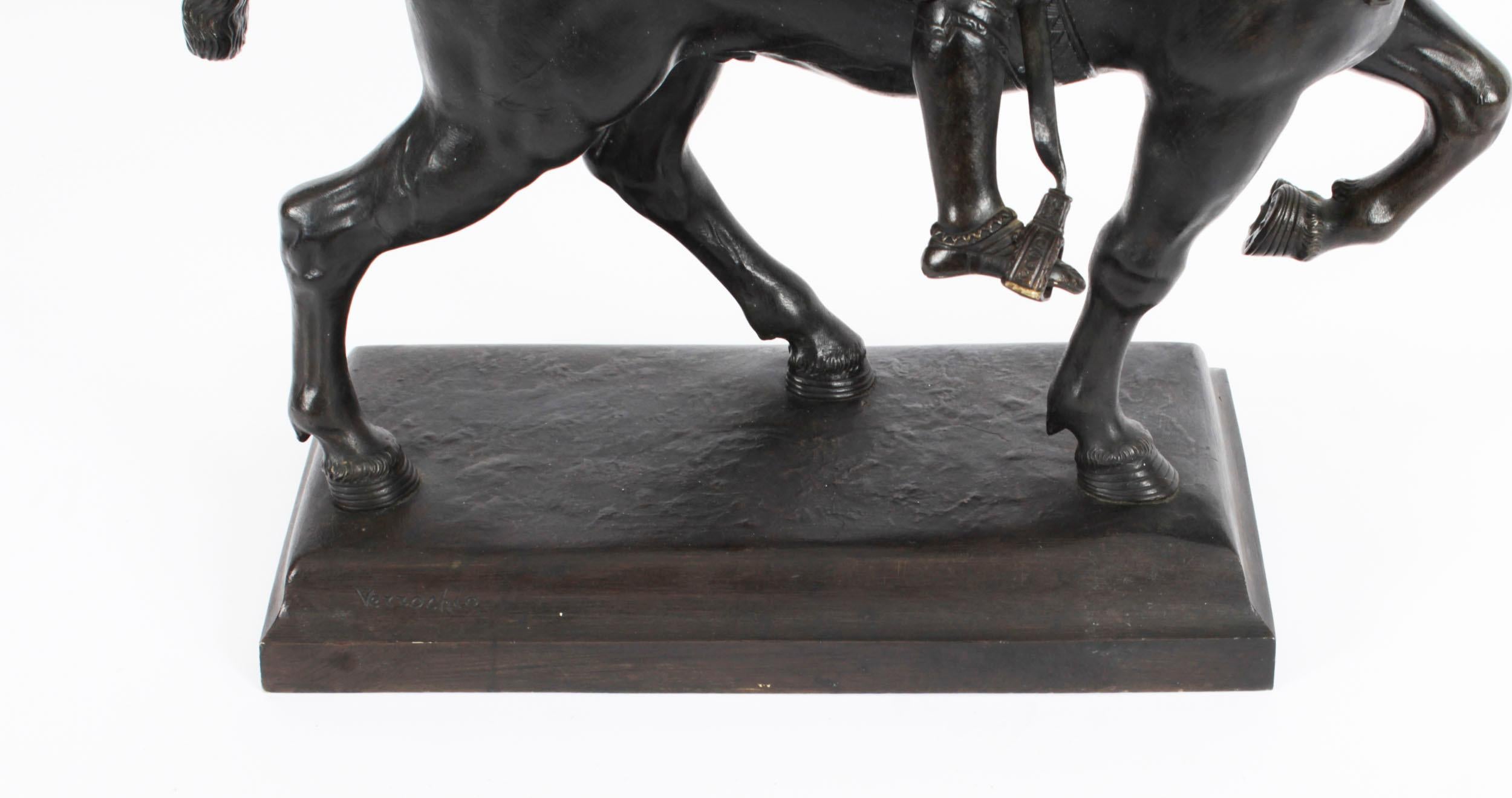 Antike patinierte Bronze-Reiterstatue von Bartolomeo Colleoni, 1860, 19. Jahrhundert 11