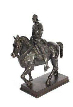 Antique Patinated Bronze Equestrian Statue of Bartolomeo Colleoni 1860 19th C