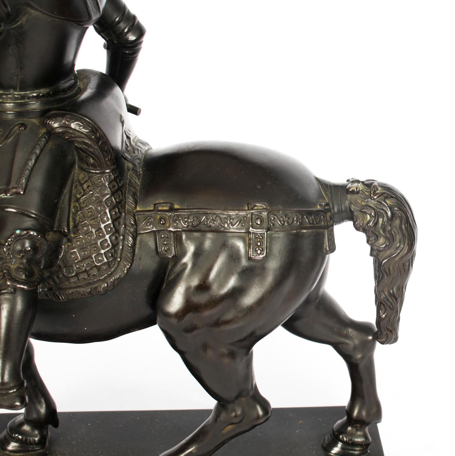 Antique Patinated Bronze Equestrian Statue of Bartolomeo Colleoni 1860 19th C 5