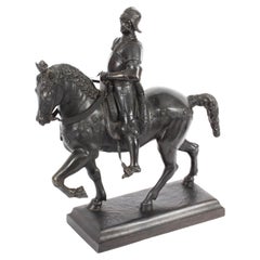 Antique Patinated Bronze Equestrian Statue of Bartolomeo Colleoni 1860, 19th C