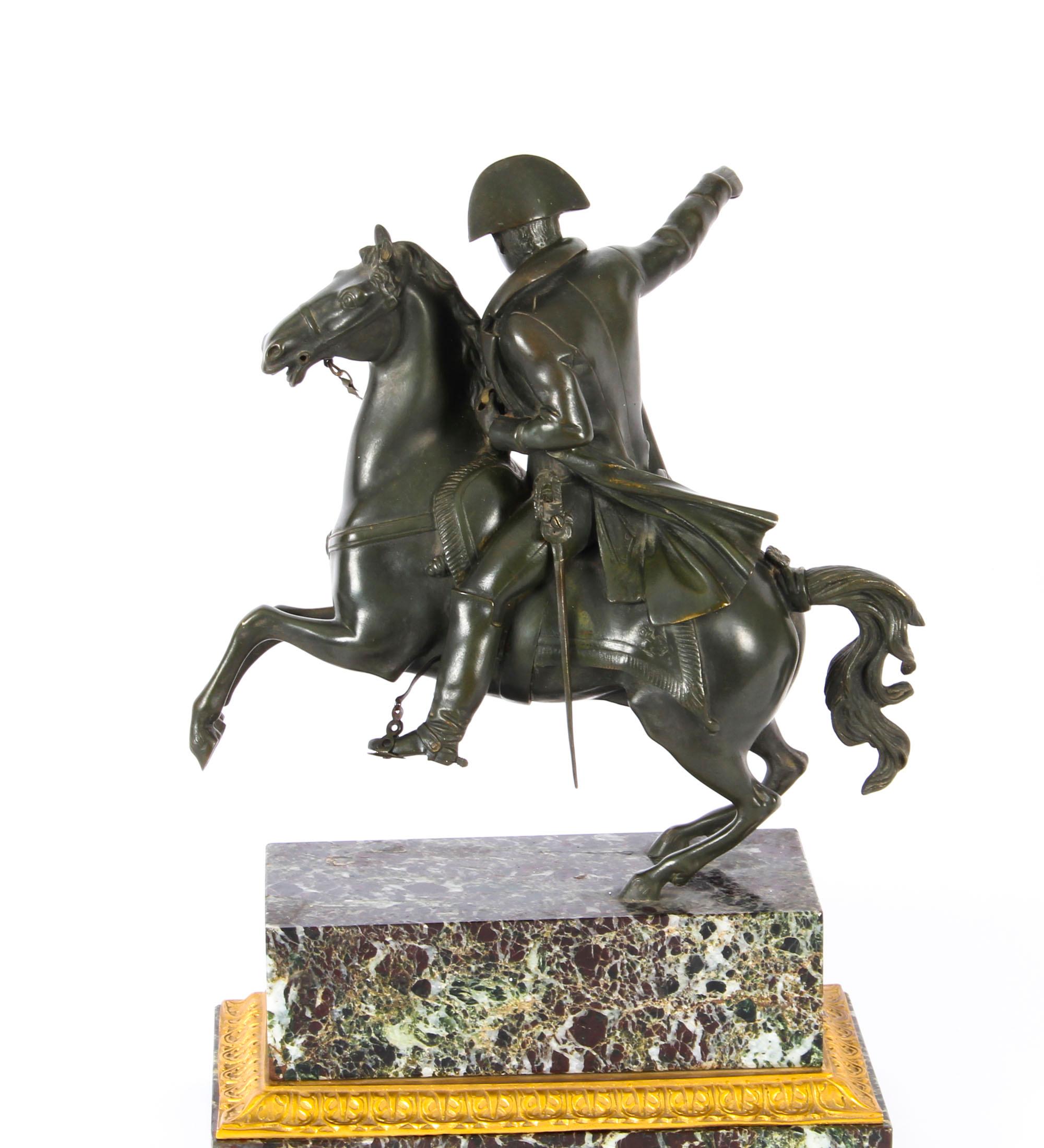 Antique Patinated Bronze Equestrian Statue of Napoleon Bonaparte, 19th Century 4