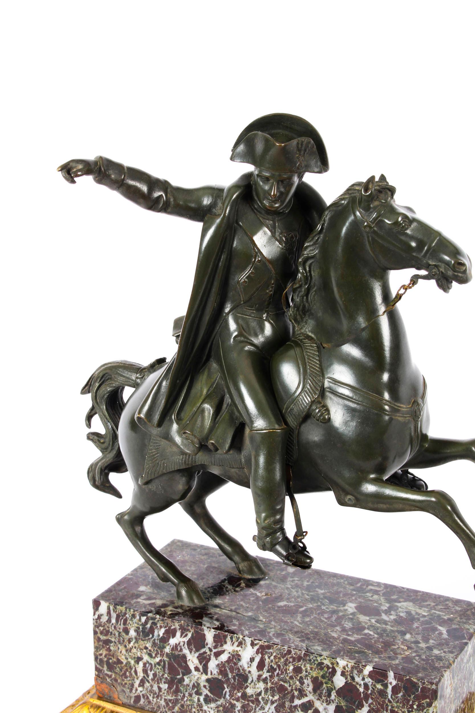 Antique Patinated Bronze Equestrian Statue of Napoleon Bonaparte, 19th Century In Good Condition In London, GB