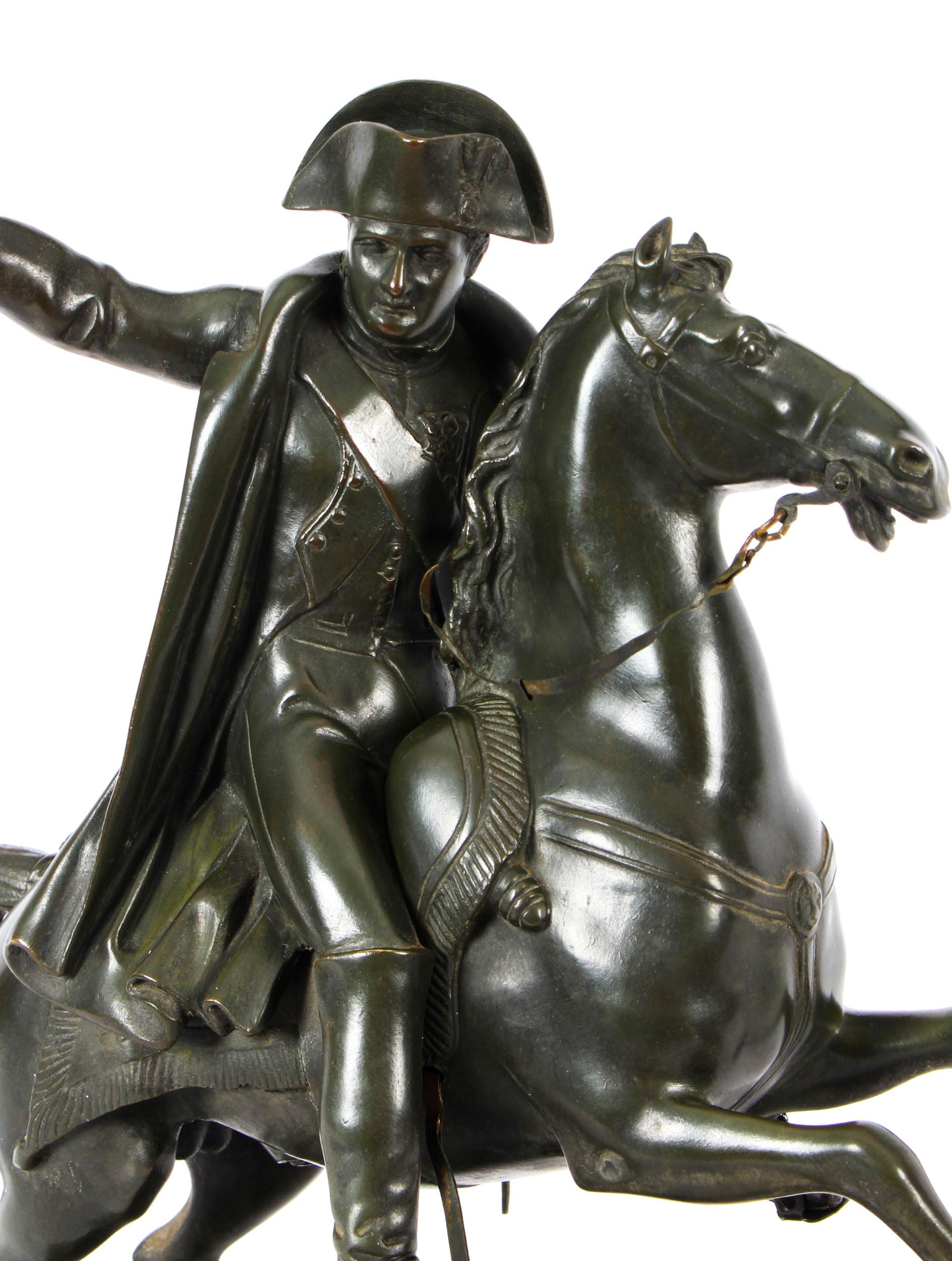 Late 19th Century Antique Patinated Bronze Equestrian Statue of Napoleon Bonaparte, 19th Century