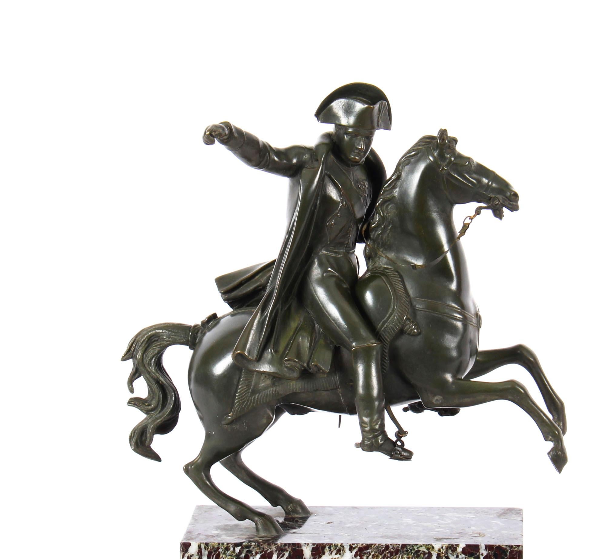 Antique Patinated Bronze Equestrian Statue of Napoleon Bonaparte, 19th Century 3