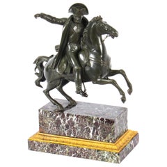 Antique Patinated Bronze Equestrian Statue of Napoleon Bonaparte, 19th Century