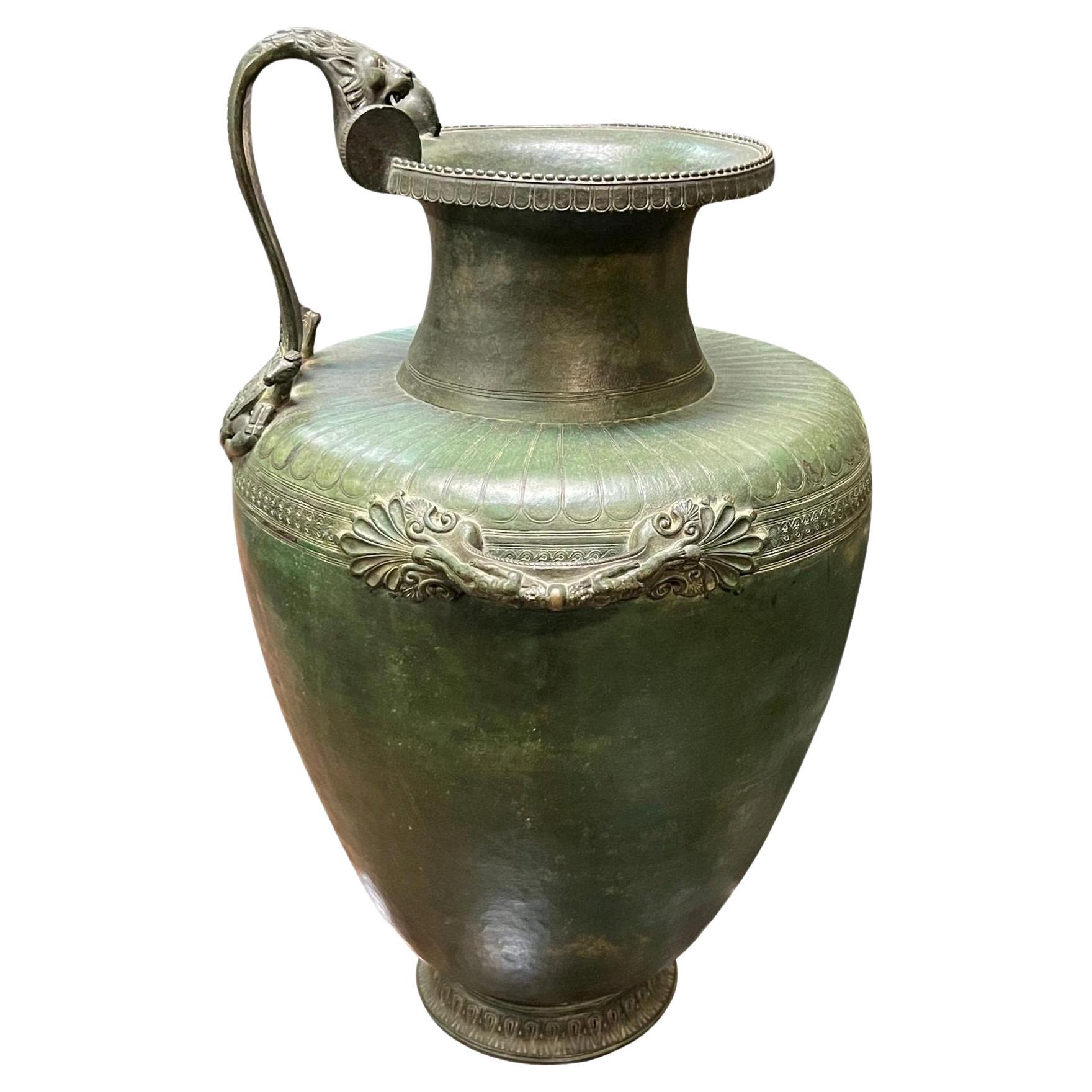 Antique Patinated Bronze Hydria Water Jar After the Ancient Neopolitan For Sale