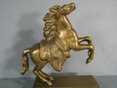 Antique Patinated Bronze Rearing Horse Sculpture - 1Y155