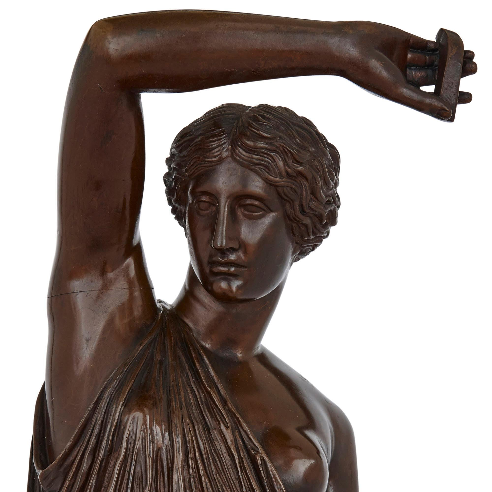 Neoclassical Antique Patinated Bronze Sculpture of Diana by Ferdinand Barbedienne For Sale