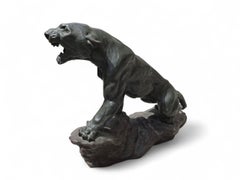 Antique Patinated Bronze Sculpture "Panther" by Thomas Cartier (1879–1943)