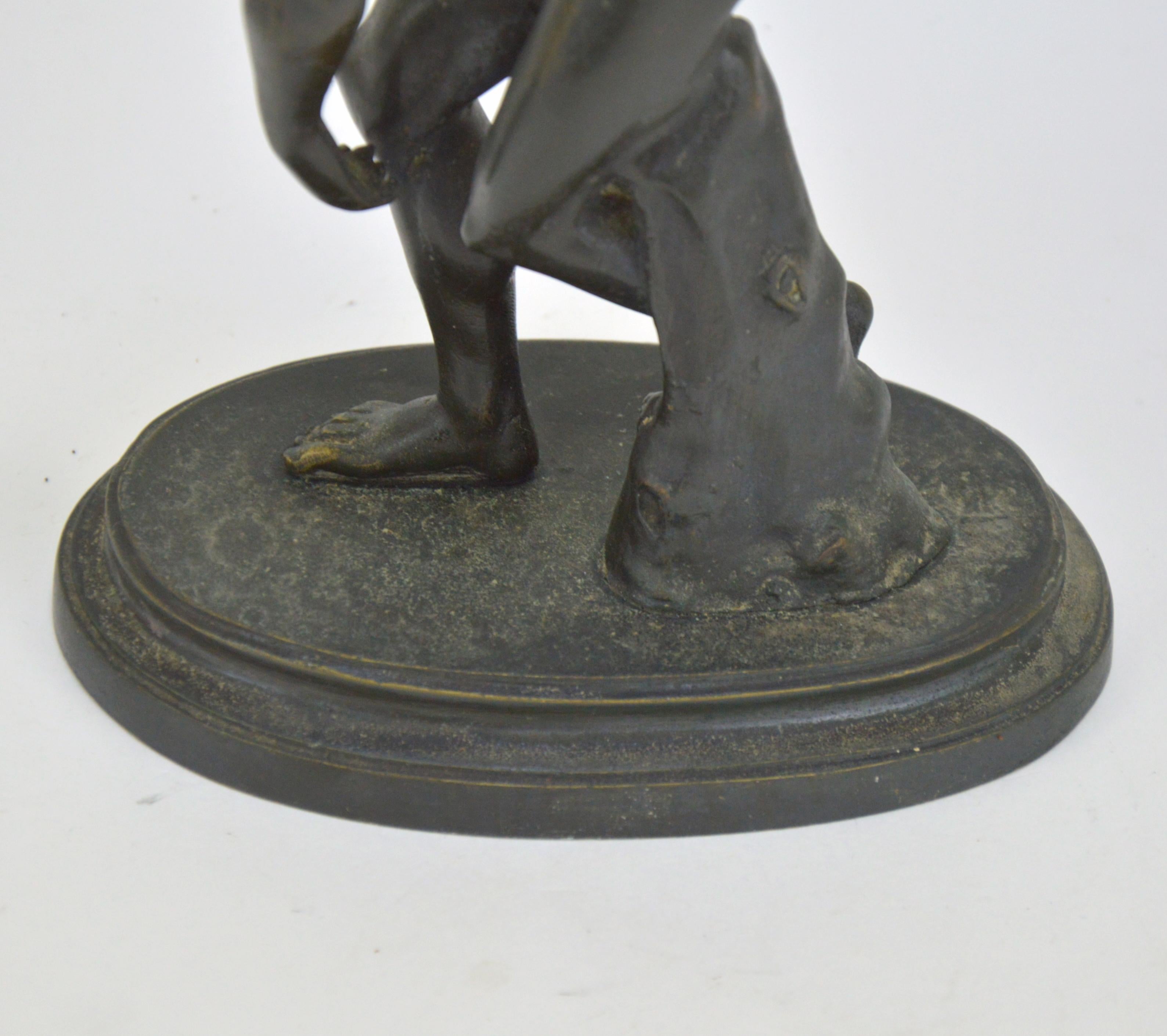 Antique Patinated Bronze Sculpture Representing Diskobolos 1