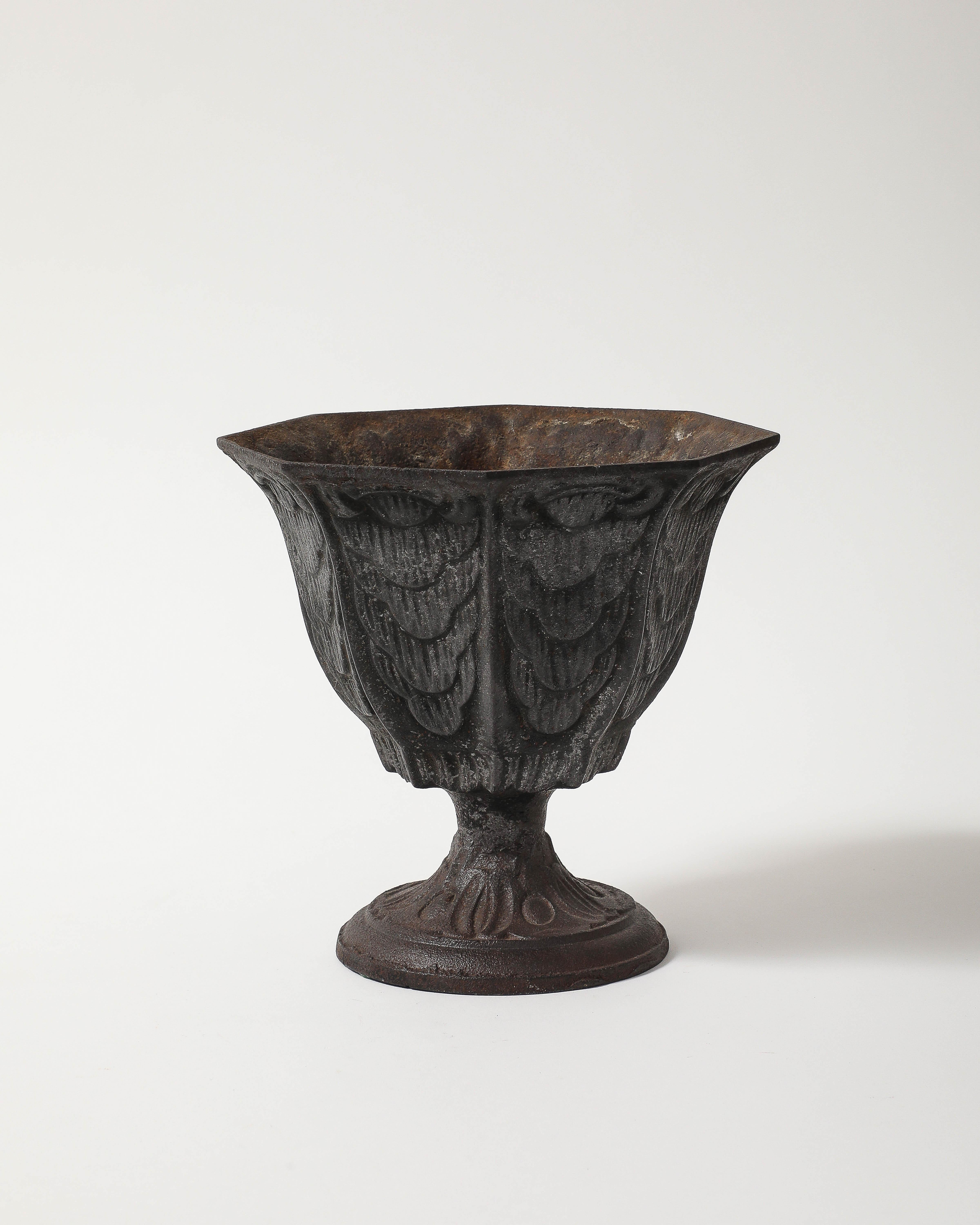 20th Century Antique Patinated Cache Pot with Ornamental Motifs, France, 20th C For Sale