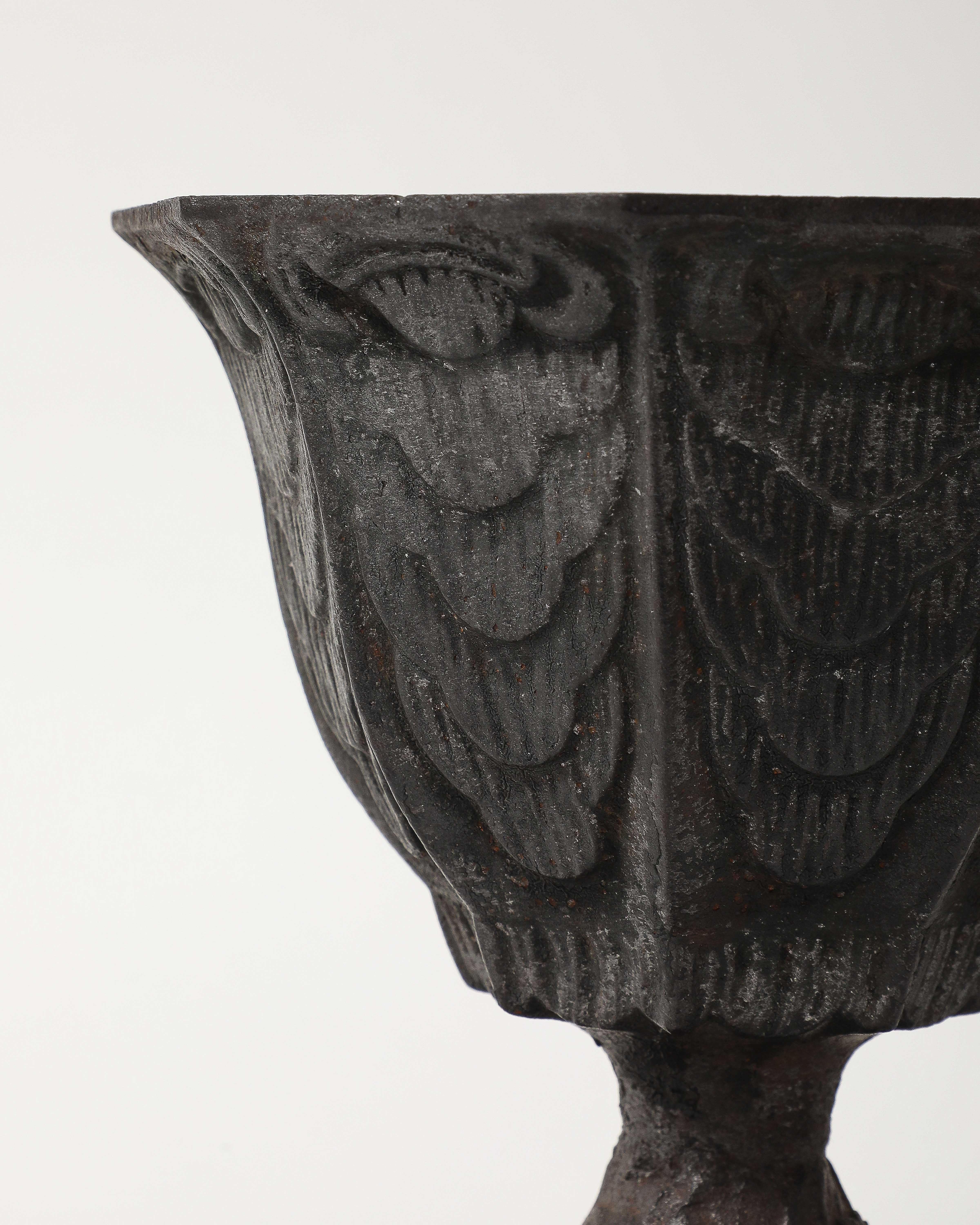 Antique Patinated Cache Pot with Ornamental Motifs, France, 20th C For Sale 2