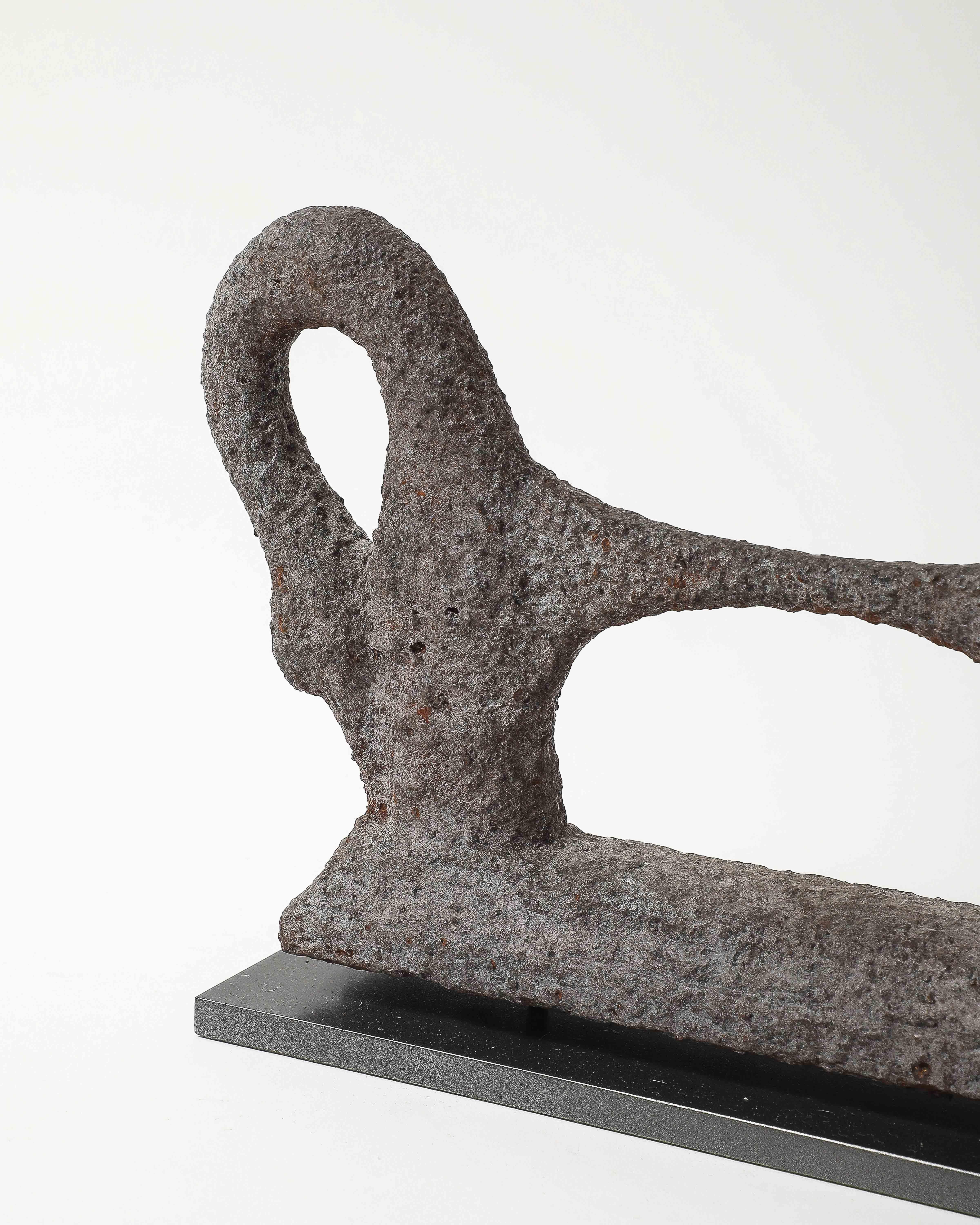 Antique Patinated Cast Iron Boot Scraper on Stand For Sale 7