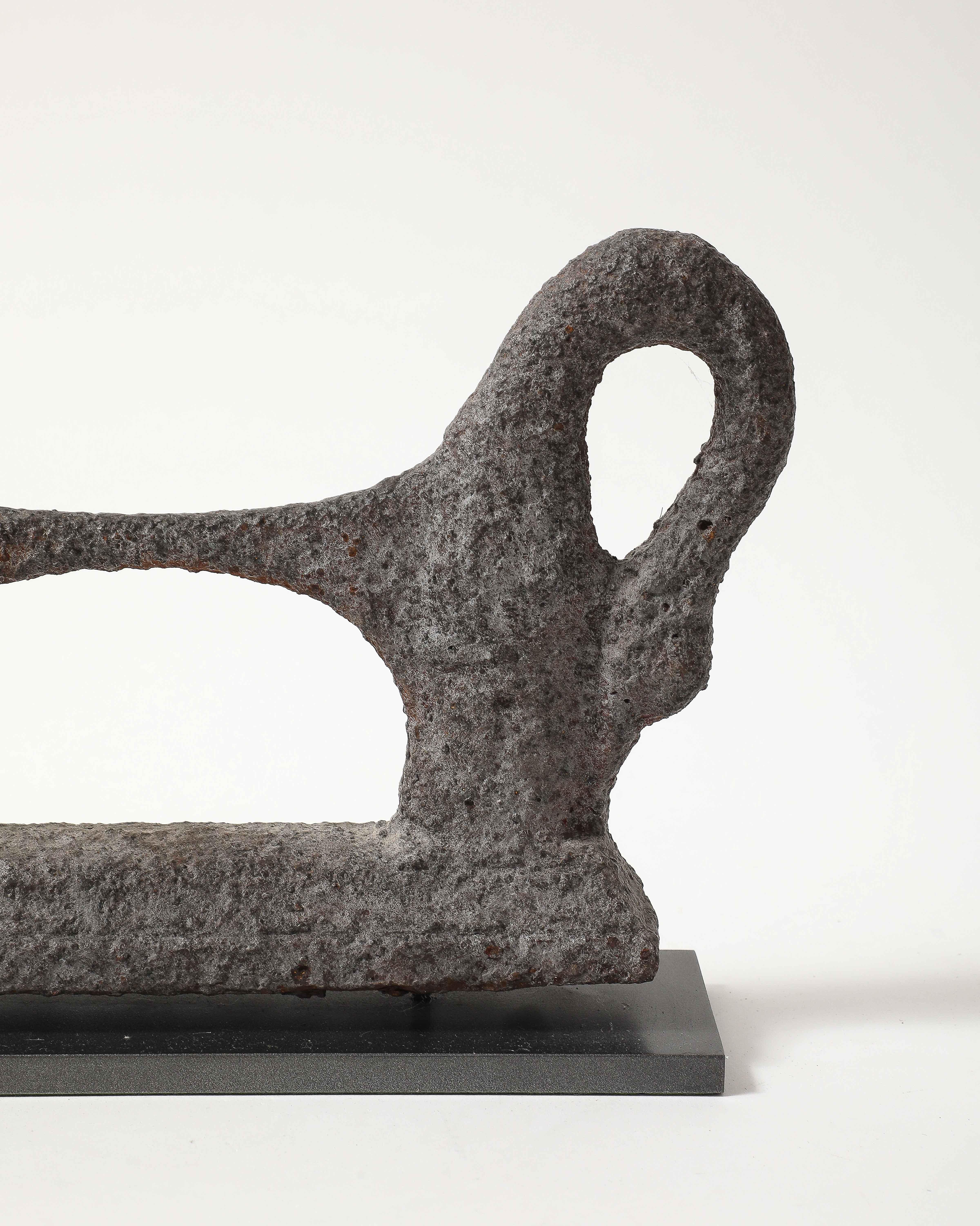 Antique Patinated Cast Iron Boot Scraper on Stand For Sale 8