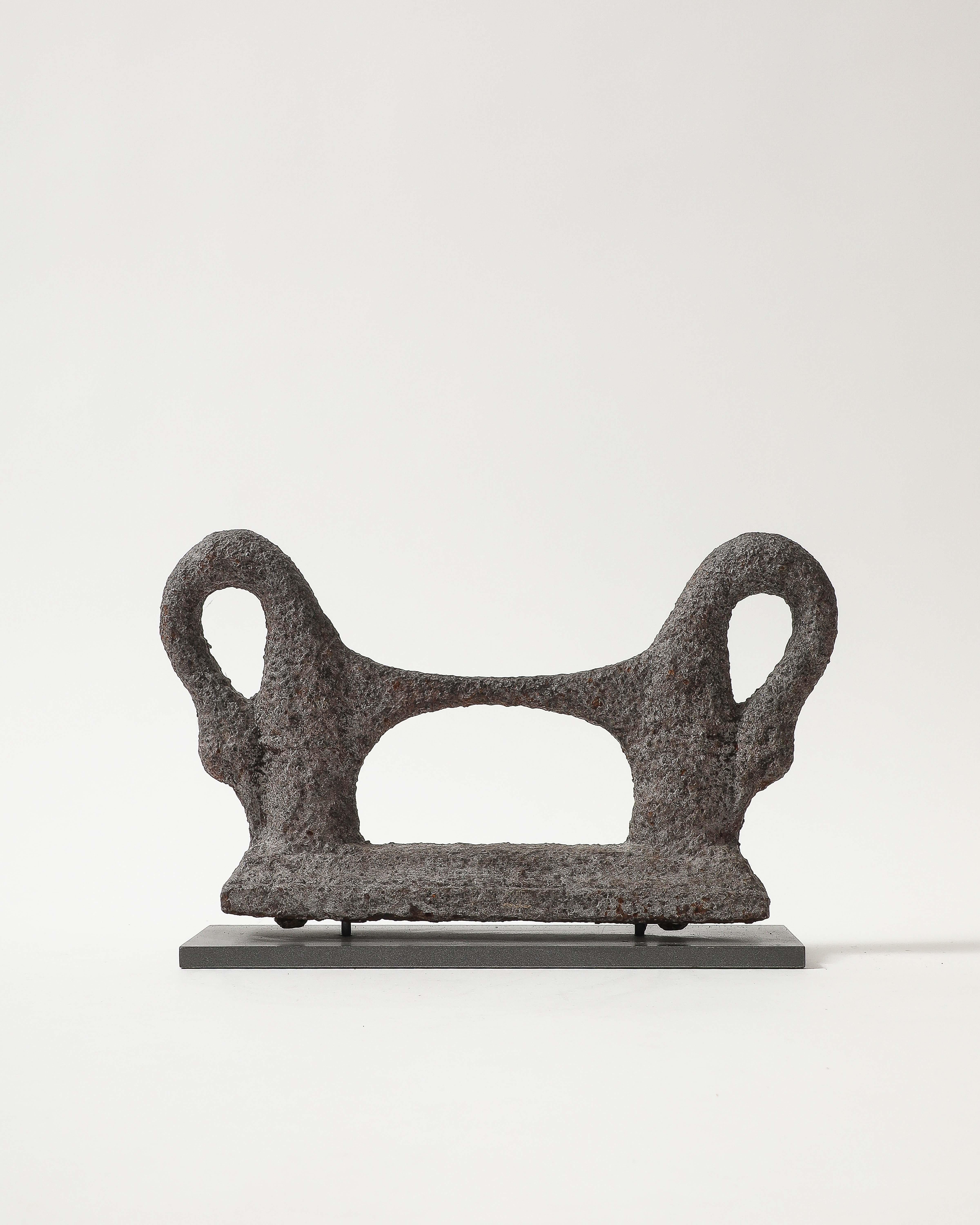 Antique Patinated Cast Iron Boot Scraper on Stand In Distressed Condition For Sale In New York City, NY
