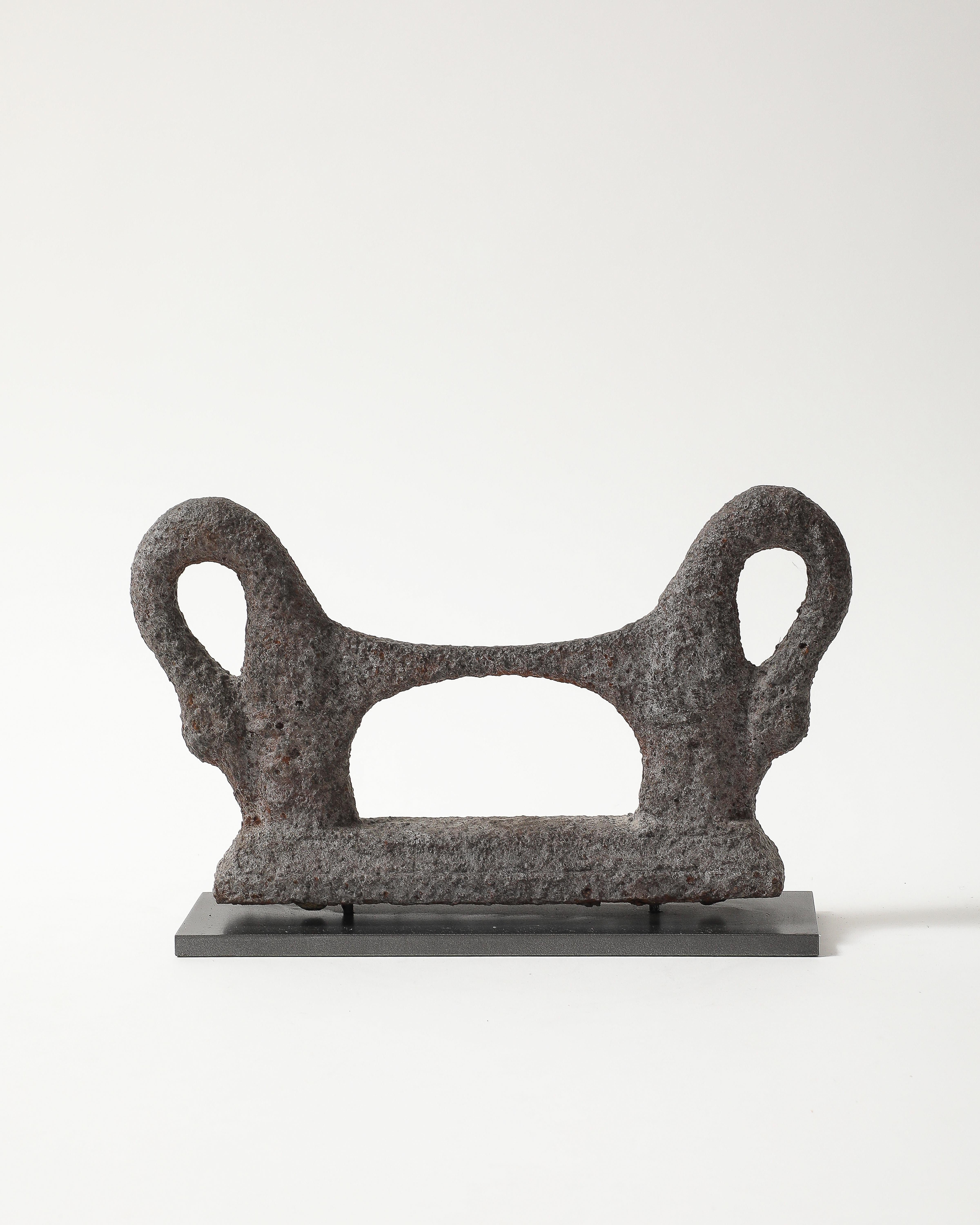 20th Century Antique Patinated Cast Iron Boot Scraper on Stand For Sale
