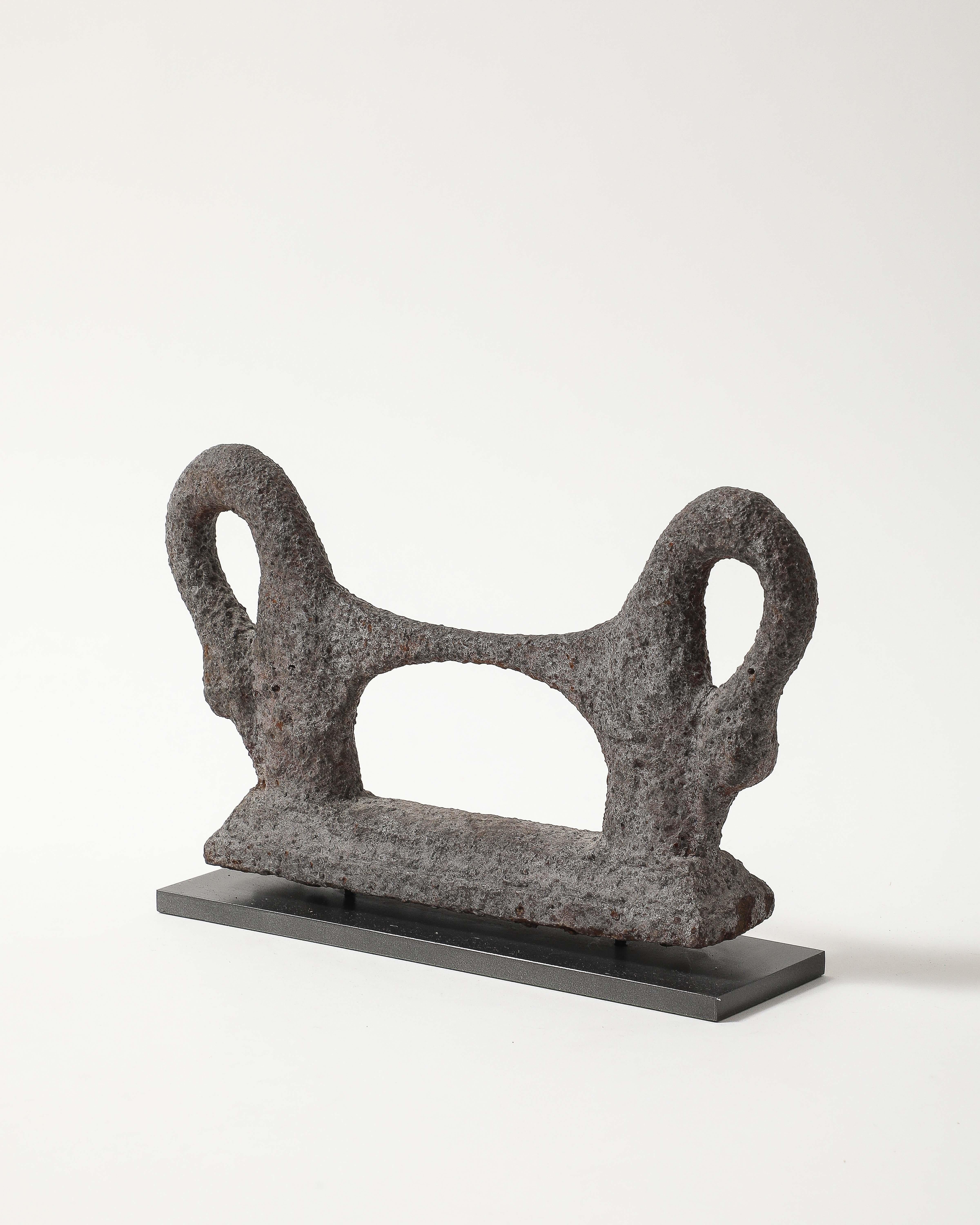 Antique Patinated Cast Iron Boot Scraper on Stand For Sale 3