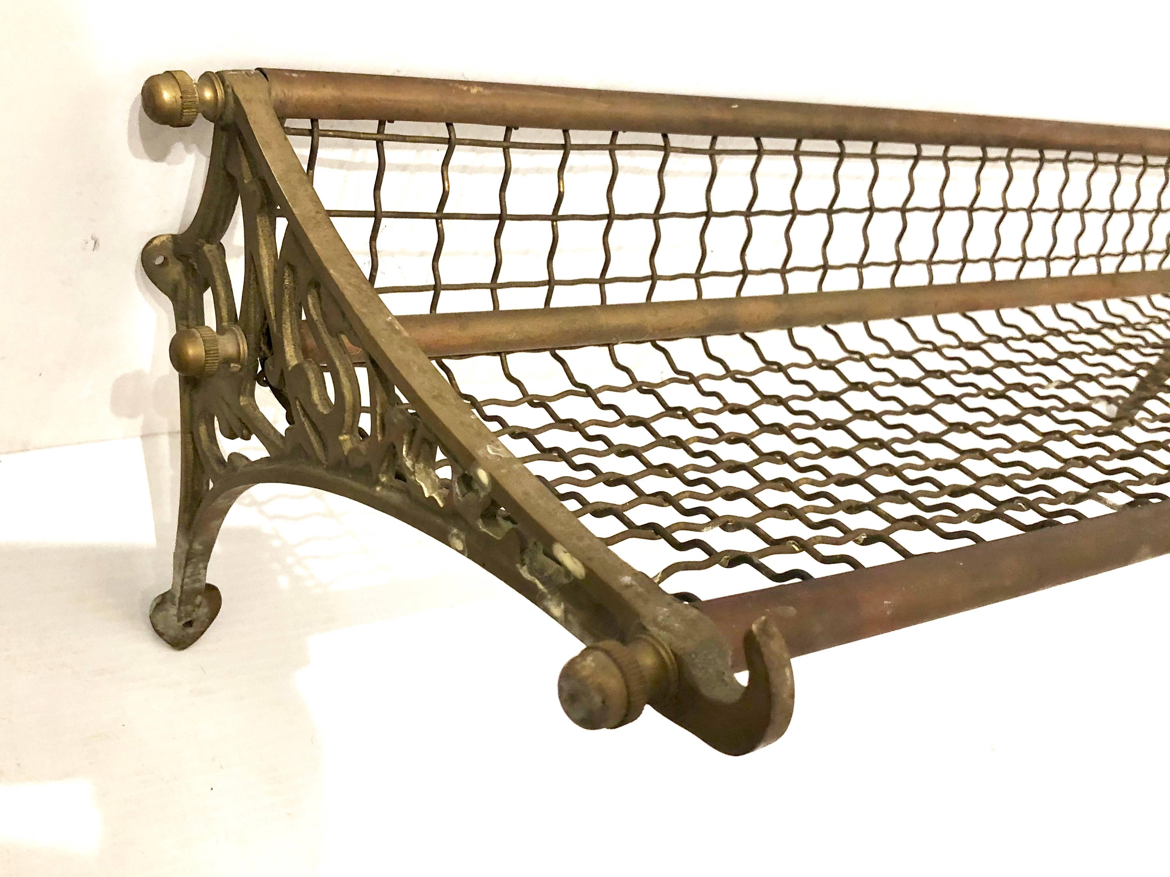 Art Nouveau Antique Patinated Copper and Brass Bus/Train Luggage Rack